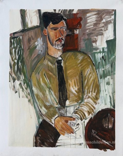 Portret van Henri Laurens – met de hand geschilderde reproductie, foto van het voltooide schilderij