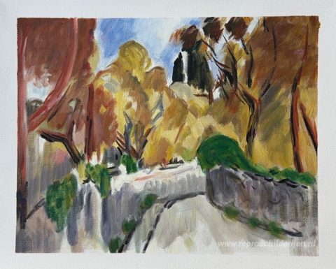 Landschap – met de hand geschilderde reproductie, foto van het voltooide schilderij