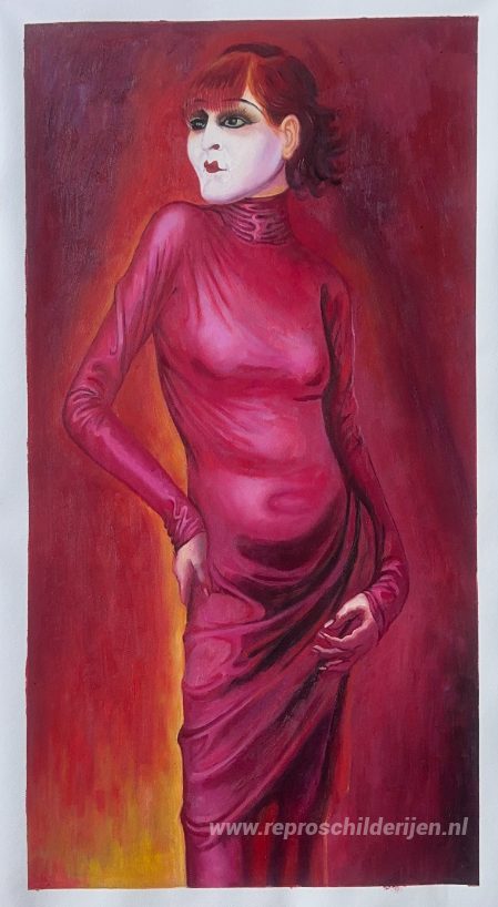 De danseres Anita Berber – met de hand geschilderde reproductie, foto van het voltooide schilderij