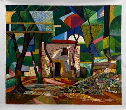 Landschap in Céret – met de hand geschilderde reproductie, foto van het voltooide schilderij