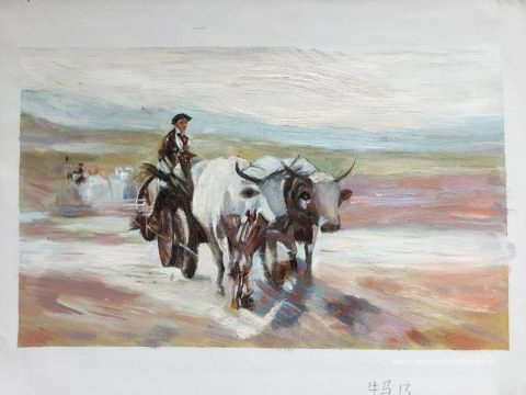 Ossekar – met de hand geschilderde reproductie, foto van het voltooide schilderij