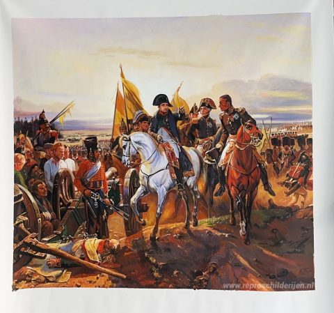 Napoleon in de slag bij Friedland – met de hand geschilderde reproductie, foto van het voltooide schilderij