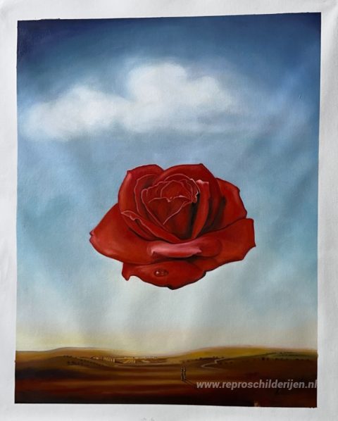 Meditatieve roos – met de hand geschilderde reproductie, foto van het voltooide schilderij