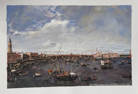 St. Mark's Basin – met de hand geschilderde reproductie, foto van het voltooide schilderij