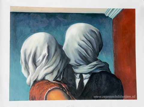 De geliefden – met de hand geschilderde reproductie, foto van het voltooide schilderij