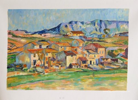 Mont Sainte-Victoire – met de hand geschilderde reproductie, foto van het voltooide schilderij