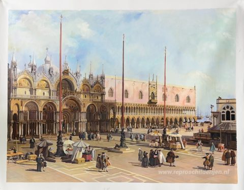 San Marcoplein (Venetië) – met de hand geschilderde reproductie, foto van het voltooide schilderij
