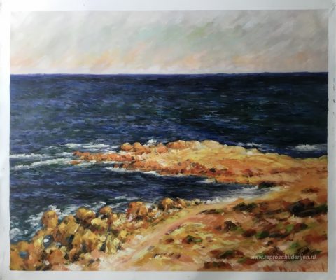 Het Grote Blauw in Antibes – met de hand geschilderde reproductie, foto van het voltooide schilderij
