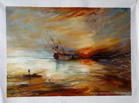 Fort Vimieux – met de hand geschilderde reproductie, foto van het voltooide schilderij