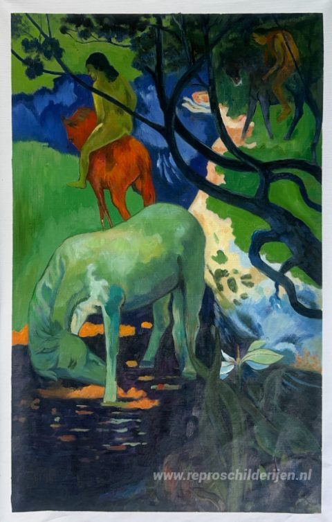 Het Witte Paard – met de hand geschilderde reproductie, foto van het voltooide schilderij