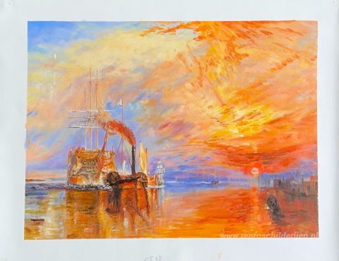 De ‘Fighting Temeraire’ trok naar haar laatste ligplaats om te w – met de hand geschilderde reproductie, foto van het voltooide schilderij
