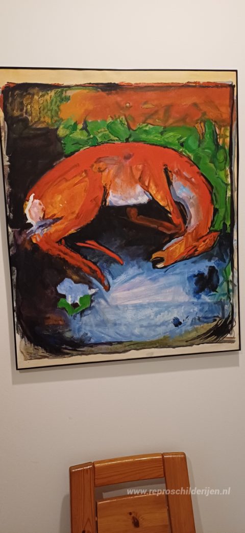 Dode herten – met de hand geschilderde reproductie, foto van het voltooide schilderij