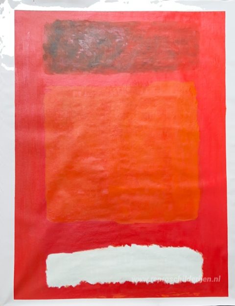 Rood, wit en bruin – met de hand geschilderde reproductie, foto van het voltooide schilderij