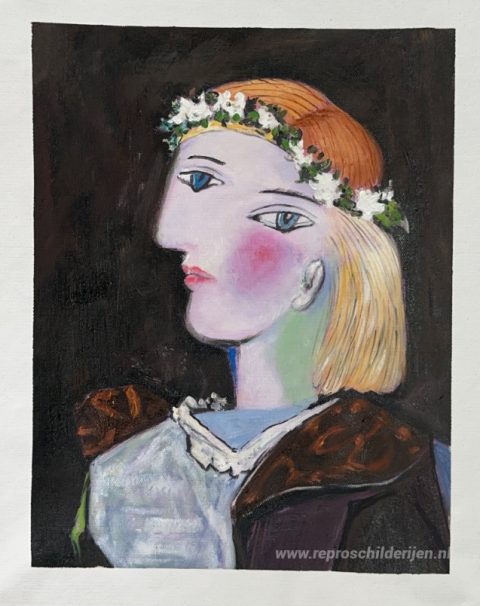 Portret van Marie-Thérèse Walter met slinger – met de hand geschilderde reproductie, foto van het voltooide schilderij
