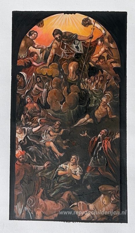 De verschijning van Sint-Rochus – met de hand geschilderde reproductie, foto van het voltooide schilderij