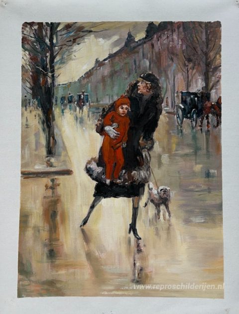 Mompel met een soort van strassenkreuzung – met de hand geschilderde reproductie, foto van het voltooide schilderij