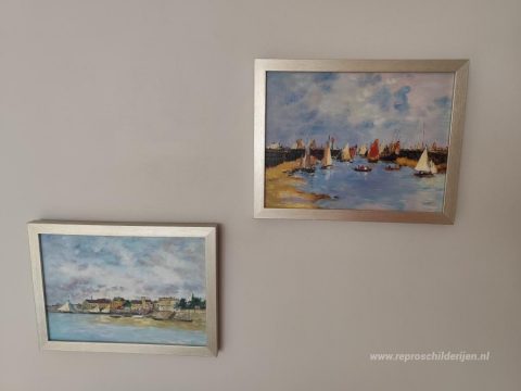 Trouville. Het eb van de steiger. – met de hand geschilderde reproductie, foto van het voltooide schilderij