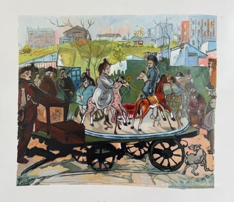 Le Petit Manège, rue Caulaincourt – met de hand geschilderde reproductie, foto van het voltooide schilderij