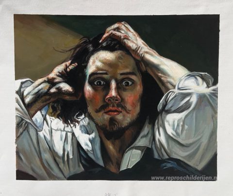 De wanhopige man (zelfportret) – met de hand geschilderde reproductie, foto van het voltooide schilderij