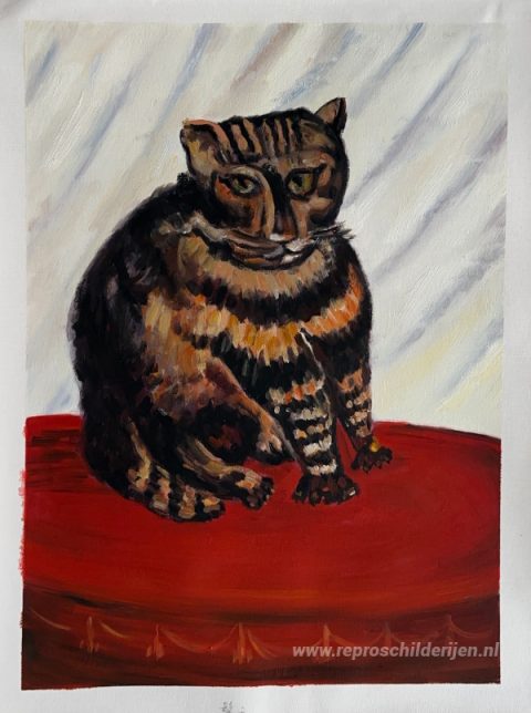 De Tabby  – met de hand geschilderde reproductie, foto van het voltooide schilderij