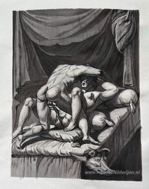 Ovidius en Corine – met de hand geschilderde reproductie, foto van het voltooide schilderij