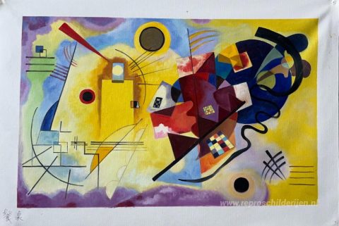 Geel-Rood-Blauw – met de hand geschilderde reproductie, foto van het voltooide schilderij