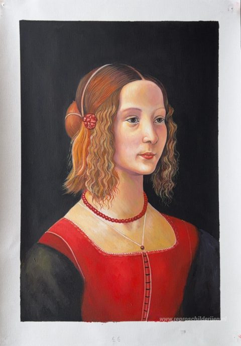 Portret van een meisje – met de hand geschilderde reproductie, foto van het voltooide schilderij