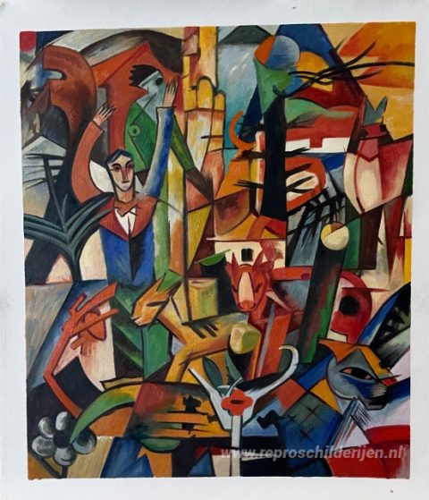 Landelijk landschap – met de hand geschilderde reproductie, foto van het voltooide schilderij