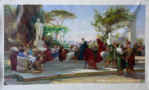 Horatius leest voor Maecenas – met de hand geschilderde reproductie, foto van het voltooide schilderij