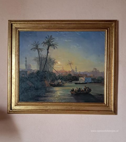De slag bij Navarino – met de hand geschilderde reproductie, foto van het voltooide schilderij