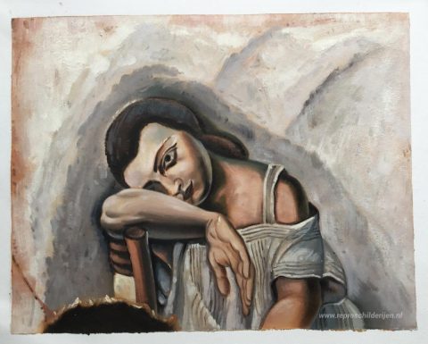Portret van Anna Maria – met de hand geschilderde reproductie, foto van het voltooide schilderij