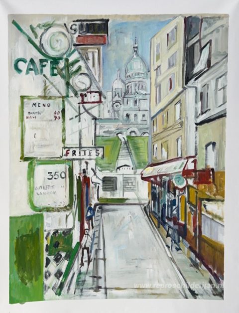 Rue de Steinkerque in Parijs – met de hand geschilderde reproductie, foto van het voltooide schilderij