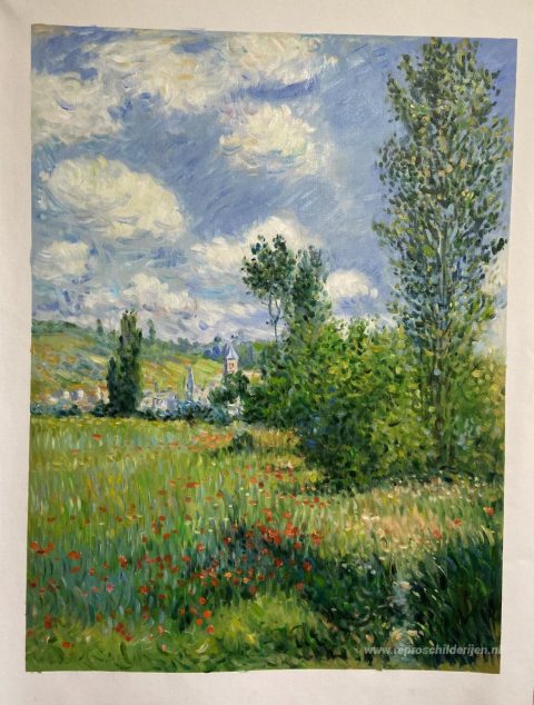 Steeg in de papavervelden, Ile Saint-Martin – met de hand geschilderde reproductie, foto van het voltooide schilderij