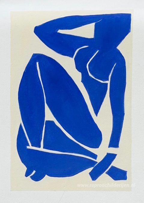Blauw naakt – met de hand geschilderde reproductie, foto van het voltooide schilderij
