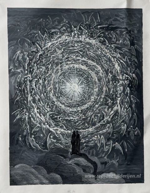 De Empyreër – met de hand geschilderde reproductie, foto van het voltooide schilderij