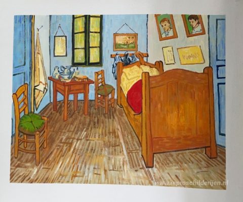 Vincents slaapkamer in Arles  – met de hand geschilderde reproductie, foto van het voltooide schilderij
