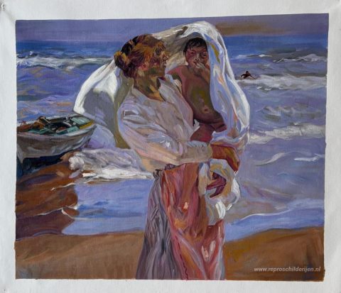 Net uit de zee – met de hand geschilderde reproductie, foto van het voltooide schilderij