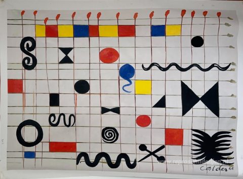 Raster Met Symbolen  – met de hand geschilderde reproductie, foto van het voltooide schilderij