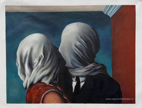 De geliefden – met de hand geschilderde reproductie, foto van het voltooide schilderij