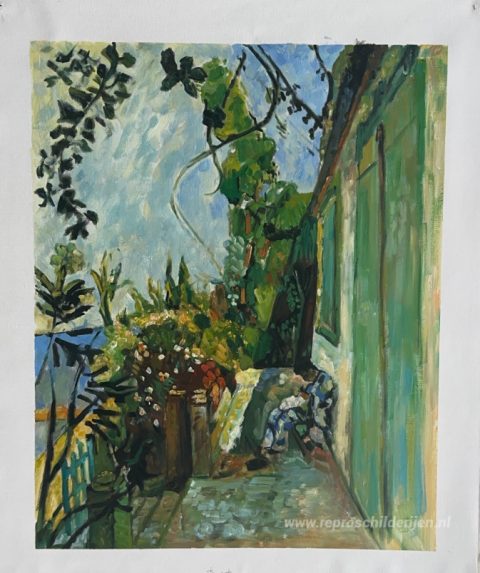 Het terras, St. Tropez  – met de hand geschilderde reproductie, foto van het voltooide schilderij