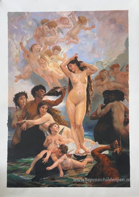 Geboorte van Venus – met de hand geschilderde reproductie, foto van het voltooide schilderij