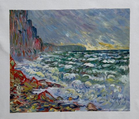 De zee bij Fécamp – met de hand geschilderde reproductie, foto van het voltooide schilderij