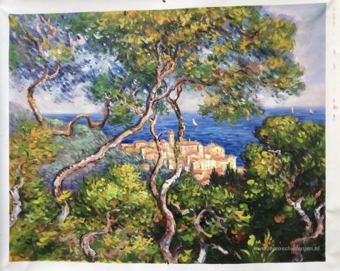 Bordighera – met de hand geschilderde reproductie, foto van het voltooide schilderij