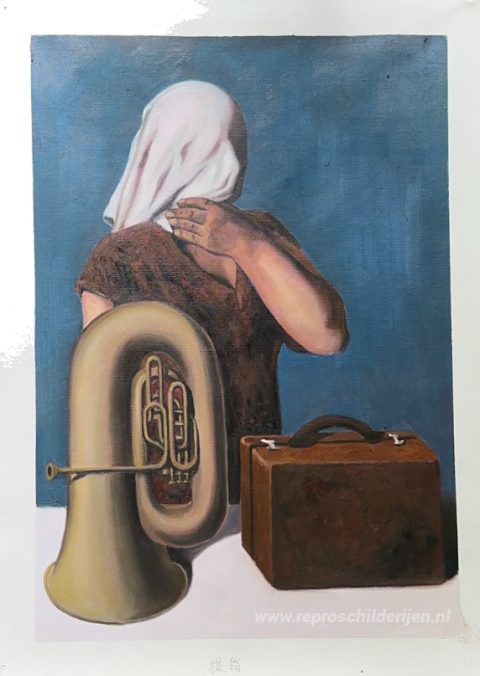 De kern van de zaak – met de hand geschilderde reproductie, foto van het voltooide schilderij