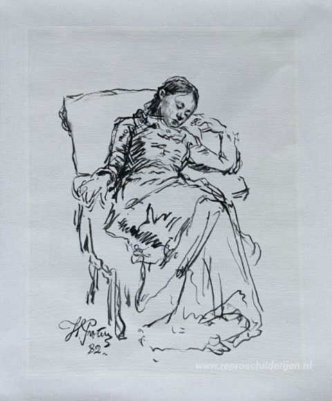 Vrije tijd – met de hand geschilderde reproductie, foto van het voltooide schilderij