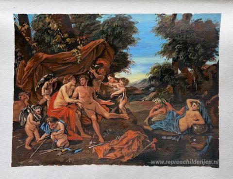 Mars en Venus – met de hand geschilderde reproductie, foto van het voltooide schilderij