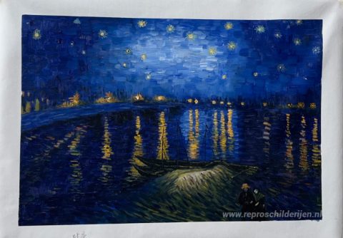 De Sterrennacht – met de hand geschilderde reproductie, foto van het voltooide schilderij