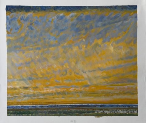Amerikaanse horizon – met de hand geschilderde reproductie, foto van het voltooide schilderij