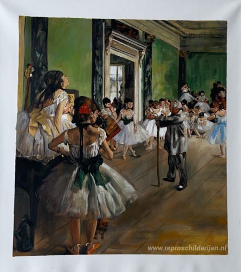 De Balletklas – met de hand geschilderde reproductie, foto van het voltooide schilderij