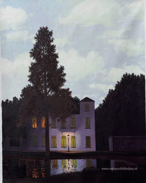 Het rijk van lichten – met de hand geschilderde reproductie, foto van het voltooide schilderij